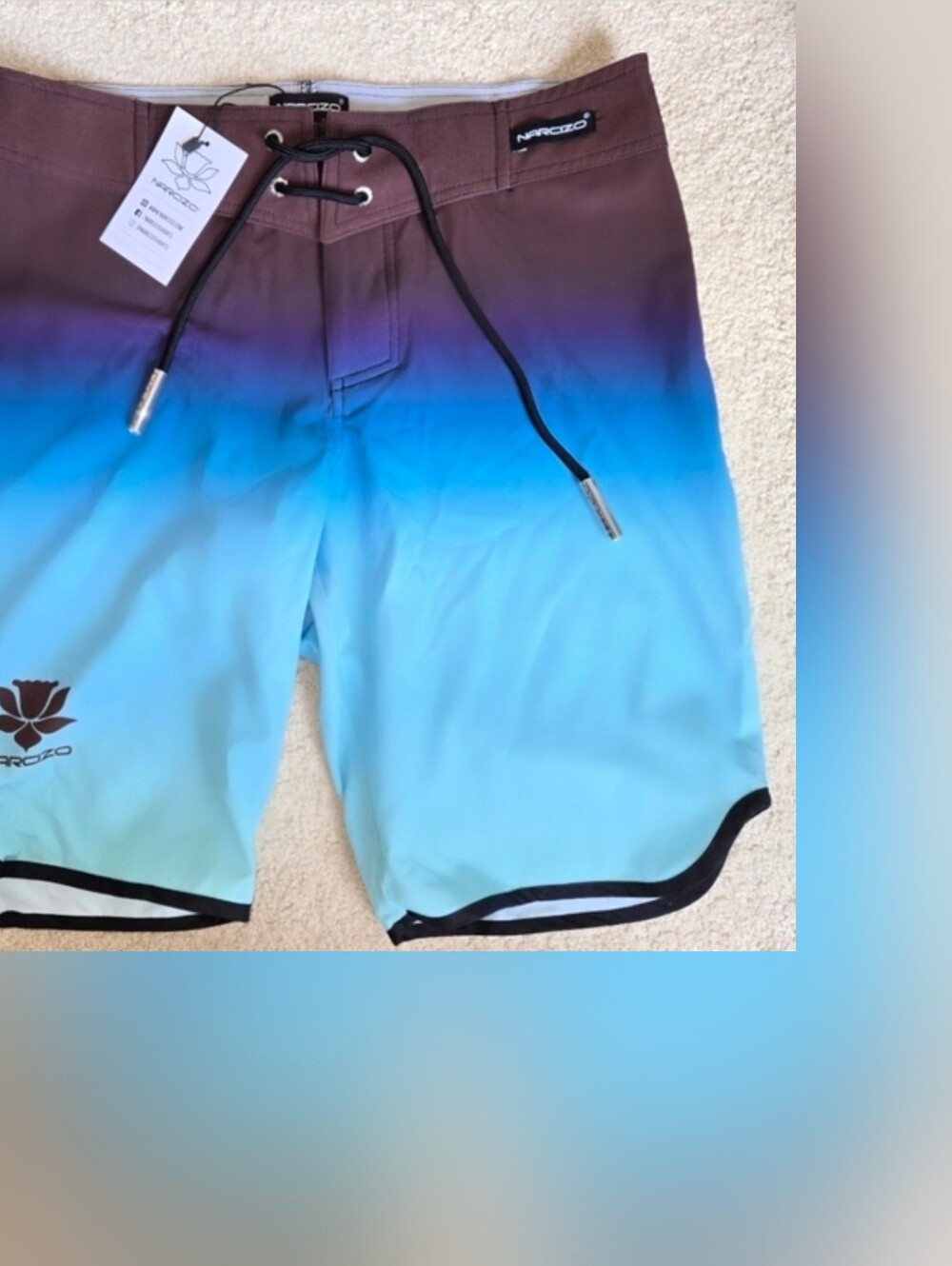 NWT Beach Standout Men’s Ombre Blue Swim Beachy Boardshorts By Narcizo SIZE L